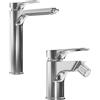 Parama Set miscelatore lavabo alto e bidet senza scarico cromato | Mia