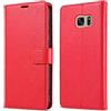 Bxithnr® Cover Samsung Galaxy S7 Flip Custodia in Pelle Samsung S7 Case Portafoglio con [ Blocco RFID] [Carta Fessura] [Supporto] Magnetica Cover a Libro per Galaxy S7, Rosso