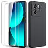 Byvuwiay Cover per Xiaomi 13T/13T Pro 5G con 2 Vetro Temperato Pellicola Protettiva, Custodia in TPU Ultra Sottile Antiurto Anti-Scratch Case, Nero
