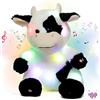 Hopearl Mucca Peluche Musical LED con Luci e Canzoni, Peluche Illuminato con Volume Regolabile Ninna Nanna per Bambini e Bambine, 33 cm