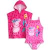 Peppa Pig Set poncho costume da bagno e asciugamano con cappuccio per ragazze 2-3 anni
