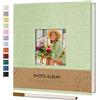 Vienrose Piccolo Album Fotografico Autoadesivo 10 x 15 con Finestra di Visualizzazione, Album Scrapbook Compatto con Copertina in Lino, 40 Pagine Bianche e Penna in Metallo, 17 x 18 cm Verde erba