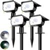 nipify 4 Pezzi Faretti Solari a Led da Esterno con Sensore di Movimento, 3 Modes Lampade da Giardino Potenti Impermeabile Luci Solari Esterno per Cortile Vialetto (Bianco Freddo)