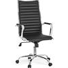 HJH Office 660940 poltrona direzionale professionale VEMONA 20 ecopelle nero/cromo sedia da ufficio moderna con schienale alto