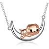 URONE Regali di maiale per gli amanti dei maiali Collana in argento sterling con ciondolo a forma di maiale adorabile sulla luna Regali di gioielli per porcellini per le donne