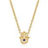 Diamond Treats Collana con Ciondolo a Forma di Mano di Fatima in Argento 925, Collana Hamsa per Donna e Ragazza con Pietre di Zirconi, Collana Donna in Argento, Oro Giallo o Oro Rosa