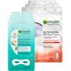 Garnier SkinActive Nutri Bomb Milky Mask Maschera Viso in tessuto Nutriente Illuminante 3 Applicazioni + Maschera Contorno Occhi Rivitalizzante con Acqua di Cocco 3 Applicazioni