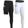 WISREMT Pantaloni da Compressione a Gamba Singola da Uomo 3/4 Pantaloni da Basket da Corsa Atletici Leggings Strato Base, (Confezione da 2)