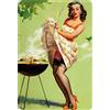 Schatzmix Targa in Metallo Pinup Girl Grillzeit Targa da Parete 20 x 30 cm Tin Sign