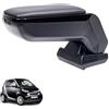 RATI ARMSTER S Bracciolo adatto per SMART FORTWO 2007-2014 [nero,pelle vegana] Bracciolo centrale retrofittabile con vano portaoggetti