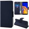 N NEWTOP Cover Compatibile per Samsung Galaxy J4 Plus, HQ Lateral Custodia Libro Flip Chiusura Magnetica Portafoglio Simil Pelle Stand (Blu)