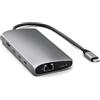 SATECHI Hub Multiporta USB-C 8-in-1 V3, HDMI 8K, Ricarica 100W, 4 Porte USB Dati, Ethernet, Lettore SD, per Laptop, MacBook Pro/Air M4, M3, M2, M1, iPad, iPhone 16, Windows - Grigio Siderale