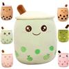 Kekeso Boba Peluche Cuscino Peluche Morbido Realistico Bolla Perla Tè Al Latte Cuscino Che Abbraccia Cartone Animato Peluche Cuscino Schienale Regalo (Green-Big Eyes, 25cm/9.84inch)
