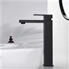 Decaura Miscelatore Lavabo Bagno Alto, Rubinetto Bagno Lavabo Alto Quadrato, Rubinetto Monocomando per Bagno Nero