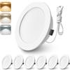 ALUSSO LIGHTING Set di 6 Faretti LED da Incasso, 12V led integrati 4W Cavo di Collegamento da 60 cm,3CCT 3000K Bianco Caldo 4000K Bianca Naturale 6000K Bianca Fredda, Apertura Ø55mm - Ø58mm Bianco