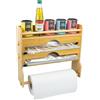 VON STEINEICH® Porta rotolo da cucina in legno [senza fori] da parete per carta da cucina, carta stagnola e pellicola trasparente - Organizzatore da cucina con lame estremamente affilate - montaggio e