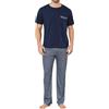 Reliwel Pigiama Uomo Invernale Pigiama Uomo Cotone Leggero Pigiami Due Pezzi da Uomo con Maniche a Lunghe e Pantaloni Lunghi con Tasche Caldo e Morbido