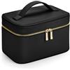 noTrash2003 Boutique Beauty Case - Beauty case per cosmetici, in ecopelle saffiano, 23 x 15 x 14 cm, con tasche interne e maniglia per il trasporto, Nero , moderno