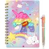 GINMLYDA Unicorno Diario Bambina con Penna, 21x14,5cm 80 Fogli a Righe Pop It Bambino Quaderni a Spirale con 6 Penna Multicolore Regalo Bambina 5 6 7 8 9 10 Anni