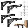 Tesyeux 4 Pezzi Staffa Pieghevole 250mm,Mensola per Tavolo da Muro,Staffe Mensole Pesanti,Reggimensola Pieghevoli Inox,Supporti Tavolo a Parete Folding Mensola,Nero,Carico Massimo:60kg