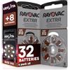 Udivita 32 Batterie per Apparecchi Acustici Rayovac Extra Misura 312-4 Blister da 8 Pile
