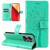 Dcjlbo Cover per Xiaomi Redmi Note 13 Pro 4G Custodia Cover in Pelle Portafoglio a Libro con Fiori Disegni Porta Carte Magnetica Cover Flip Case Antiurto Custodia per Redmi Note 13 Pro 4G-Verde