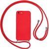 Vauki Cover per iPhone 8/iPhone SE 2020/iPhone 7/SE 2022 con Cordino, Silicone Custodia con Laccio Collana Tracolla, Antiurto Ultra-Sottile Protettiva Cellulare Case per iPhone 8, Rosso