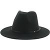 SOYNIA Fedora Trilby Cappello Feltro Cappelli per Uomo Donna Cappello in Feltro Abito A Tesa Larga Berretti Jazz da Matrimonio 60-62 Cm (XL) Nero