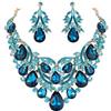Clearine Donna Parure gioielli-Boemo Boho lacrima Filigrana Foglia Vuoto Collana Ciondola gli orecchini Set Turchese Colore Oro-fondo