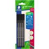 STAEDTLER Fineliner triplus, nero, in plastica riciclata, punta fine in metallo da 0,3 mm, lunga durata, 4 penne fineliner nere su blister, 334 R-9BK