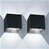 ledmo 2 Pezzi Applique LED da Parete 20W 6000K Nero IP65 Interno Esterno | 2000 lm, fascio luminoso su e giù regolabile 0-120°; lampada a muro in alluminio per corridoio, scala, balcone e ingresso.