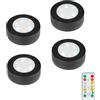 MOUJUCHI Luci Armadio,4PCS Under Cabinet Lights Luce a Batteria Lampada con con Telecomando Vetrine per Armadietto, Scale, Cucina, Corridoi, Camera