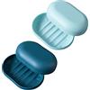 ZHIHUITL Portasapone con coperchio,portasapone 2 pezzi,contenitore portasapone da viaggio,doccia portatile perfetto per bagno,viaggi,campeggio(blu scuro e azzurro)