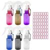 TIANNAIT 6 flaconi spray da 60 ml con 6 moschettoni, 64 adesivi, mini atomizzatore, flacone spray trasparente, bottiglia portatile da viaggio, contenitore multiuso ricaricabile (6 colori)