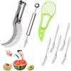 Kare & Kind Kit per intaglio frutta di alta qualità: affettatrice per anguria in acciaio inox, coltello per melone e coltello per frutta 2 in 1 e affettatrice per avocado. Bonus: 5 forchette da frutta in acciaio