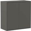 Iconico Home QBE Cubo da parete, 1 ripiano, con 2 ante apertura a pressione, Ingresso, Soggiorno, Camera da letto, Cameretta ragazzi, Studio, 75x35xh75 cm, Grigio scuro