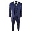 TruClothing Abito Classico da Uomo 3 Pezzi Tweed Herringbone Retro Vintage Blinders - Blu Scuro 52