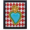 Henriette quadro cornice 22x18 cm con cuore azzurro cod.18501