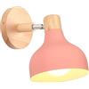 iDEGU Lampada da Parete Retrò LED Applique da Parete Interno Vintage in Legno Metallo Moderne Lampada a Muro Stile Scandinavo Orientabile E27 Illuminazione per Camera da Letto Soggiorno (Rosa)