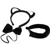 KIRALOVE Costume gatto nero cerchietto con orecchie travestimenti donna halloween carnevale coda farfallina chat noir adulti ragazza idea regalo originale animale felino festa