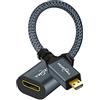 Twozoh Cavo adattatore da Micro HDMI Maschio a Mini HDMI Femmina, tipo D Maschio a Mini HDMI C tipo Femmina 4K/1080P (20CM)