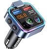 LENCENT Trasmettitore FM Bluetooth 5.3, MP3 Lettore Musicale Stereo per Auto con Chiamate in Vivavoce, Adattatore Autoradio, Ricarica Rapida QC3.0 & Tipo C 30W, Supporta Memoria USB, Luce a Colori