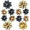 MIJOMA Set di nastri per anelli in Polyband regalo per fai da te e confezionamento, lucidi e opachi assortiti (12 pezzi di fiocchi regalo, nero - oro - bronzo)