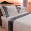 PETTI Artigiani Italiani - Set Lenzuola Letto Matrimoniale con Doppia Balza in Raso 4 Pezzi 180x200 Lenzuola in Percalle di Cotone - Lenzuolo con Angoli, Lenzuolo sopra e 2 Federe, Grigio