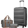 Kono Set di valigie da viaggio in ABS rigido con serratura TSA e borsa da viaggio espandibile e borsa da toilette, Grigio, 24 Inch Luggage Set, alla moda