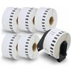 BETCKEY - 6 Rotoli DK-22225 Etichette a Lunghezza Continua Compatibile con Brother, 38mm x 30.48m, 6 Etichette per Stampanti di Etichette Brother QL (1 Portaetichette Riutilizzabili)