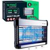 V-TAC 11180-A Zanzariera Elettrica 20W con Area di Azione 80 m², con Luce Blu UV per Uso Interno ed Esterno, Alluminio