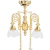 CDQL Plafoniera per Casa delle Bambole in Scala 1:12, Lampadario di Cristallo Mini Casa delle Bambole retrò, Lampada da Soffitto a Fiore a Doppia Testa con Dettagli Vivaci per il (Oro)