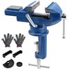 SWAWIS Blu Morsa da Banco Larghezza Ganasce 75mm con Base Girevole 360° | per Fissare Pezzi di Legno e Metallo