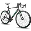 HILAND Bicicletta da Corsa 700C per Uomo e Donna, Bici da Città con Telaio Leggero in Alluminio 21 Velocità, S, Nero